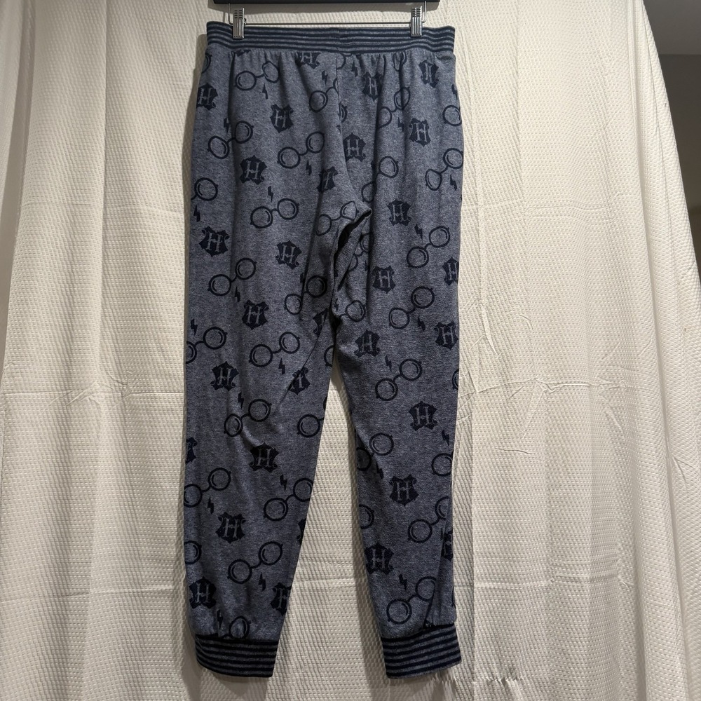 Harry Potter Unisex M Navy Blue Fleece Pajama Pants Graphic Print Drawstring